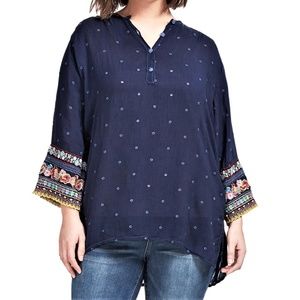 4x 26 JOHNNY WAS PATCHWORK embroidered TUNIC shirt